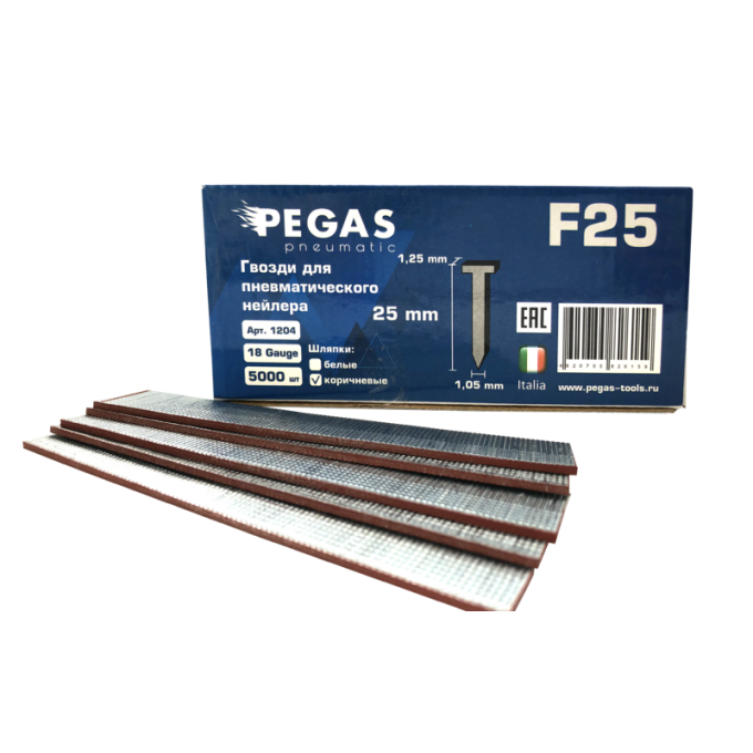 Pegas Гвозди PEGAS F25 уп. 5000 шт 1204